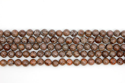 Brown Snowflake Jasper Gemstone Beads, 8mm, Round